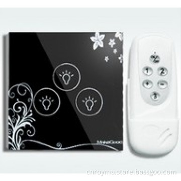 wireless remote control touch switch &light switch 3 gang with crystal tempered glass switch